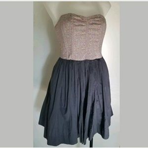 Maeve Anthropologie Strapless Dress Floral Gray 4